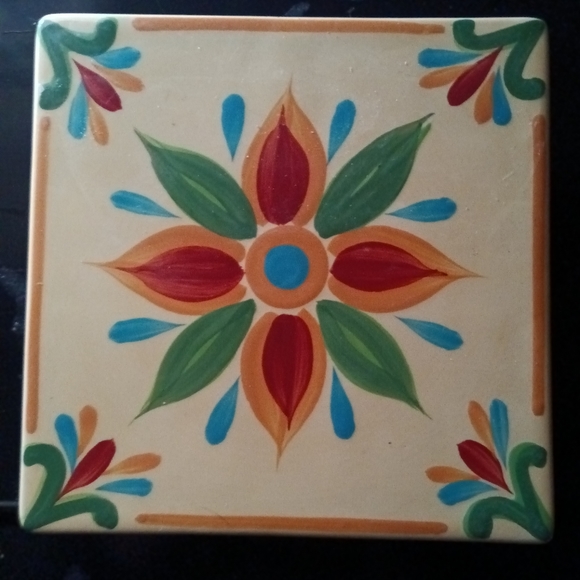 Southern Living at Home Floral Trivet Wall Hanging Tile Mexican Theme 6"x6" $15 - Picture 2 of 5
